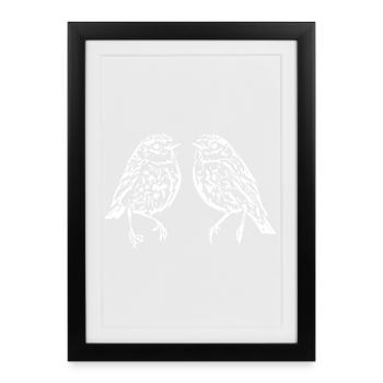 white birds bird white gift ornithologist - Framed poster (27 × 37 cm) - black - Front