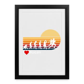 Rugby Retro Evolution Sunset - Framed poster (27 × 37 cm) - black - Front