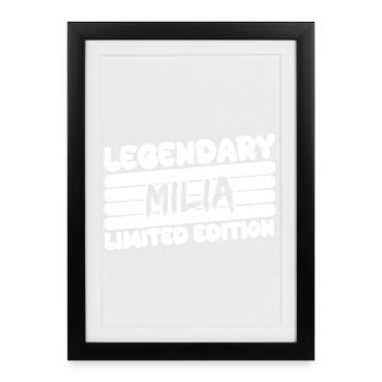 Nom Milia - Affiche encadrée (27 × 37 cm) - noir - Devant