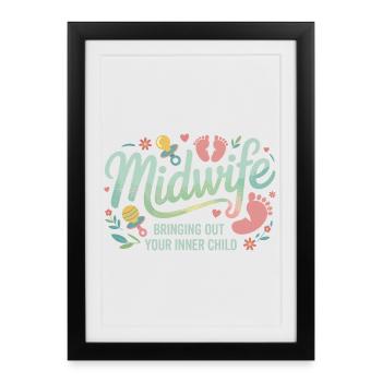 Sage-femme Enfant Intérieur Bloom - Affiche encadrée (27 × 37 cm) - noir - Devant