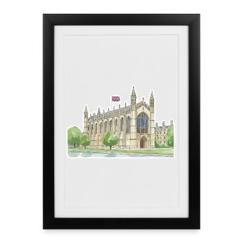 Chapelle de Cambridge King’s College Art de l’Université - Affiche encadrée (27 × 37 cm) - noir - Devant