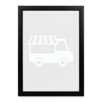 Food Truck Silhouette - Affiche encadrée (27 × 37 cm) - noir - Devant