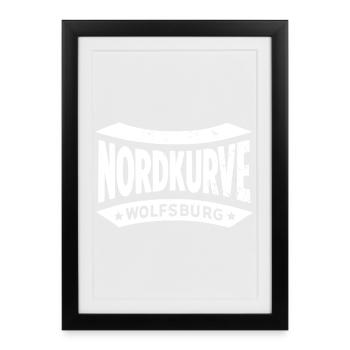 Wolfsburg Nordkurve Stadion Fan Shirt, Tasse - Gerahmtes Poster (27 × 37 cm) - Schwarz - Vorne