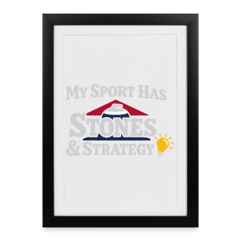 Curling, balayage drôle, cardio dur avec balai - Affiche encadrée (27 × 37 cm) - noir - Devant
