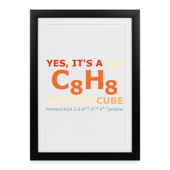 C8H8 Cubane – Yes it's a Cube retro Chemistry - Framed poster (27 × 37 cm) - black - Front