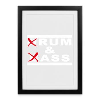 Rum & Ass – Drum and Bass Wortspiel - Gerahmtes Poster (27 × 37 cm) - Schwarz - Vorne