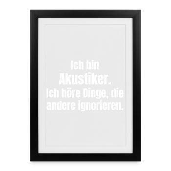 Je suis audiologiste – Détails d’écoute - Affiche encadrée (27 × 37 cm) - noir - Devant