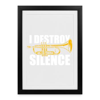 I destroy silence trumpet player - Framed poster (27 × 37 cm) - black - Front