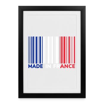 Code Barre Made in France - Affiche encadrée (27 × 37 cm) - noir - Devant