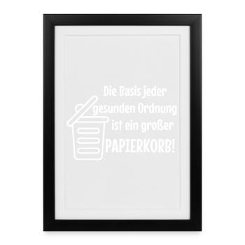 Basic Order: Large Wastepaper Bin Witzer Saying Office - Framed poster (27 × 37 cm) - black - Front