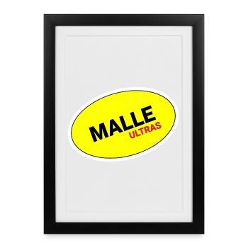 Autocollant ovale jaune Malle Ultras - Affiche encadrée (27 × 37 cm) - noir - Devant