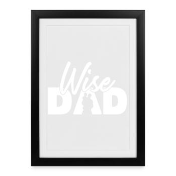 Sage Papa Silhouette Paternité Parentalité - Affiche encadrée (27 × 37 cm) - noir - Devant