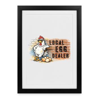 Poulet dans le style graffiti - Affiche encadrée (27 × 37 cm) - noir - Devant