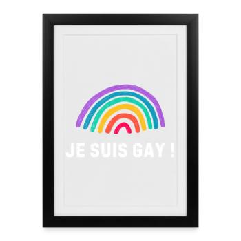 Je suis gay – arc-en-ciel fierté LGBTQ+ - Affiche encadrée (27 × 37 cm) - noir - Devant