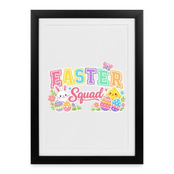 Easter Squad Colorful Eggs Chick - Framed poster (27 × 37 cm) - black - Front