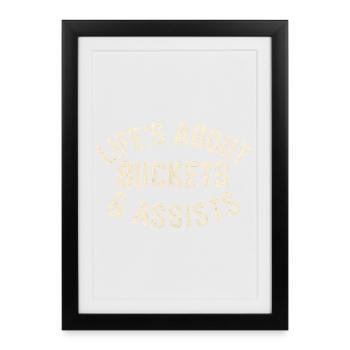 Basketball Life's About Buckets And Assists Baller - Framed poster (27 × 37 cm) - black - Front