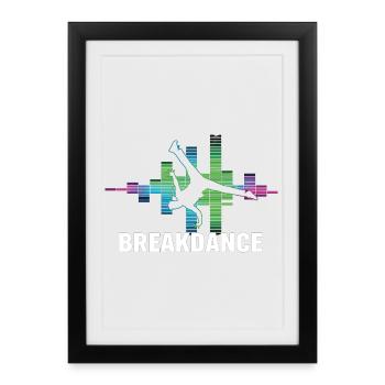 Breakdance Streetstyle Hip Hop DJ Dance - Gerahmtes Poster (27 × 37 cm) - Schwarz - Vorne