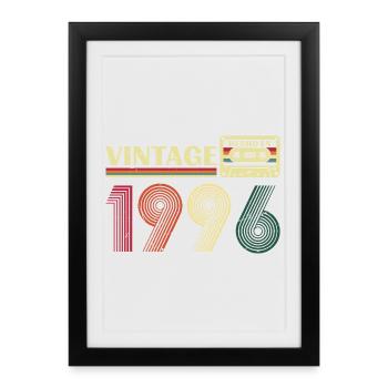 1996 Vintage Cadeau D'anniversaire Homme Femme - Affiche encadrée (27 × 37 cm) - noir - Devant