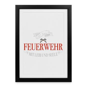 Feuerwehr 10 Jahre Abzeichen - Gerahmtes Poster (27 × 37 cm) - Schwarz - Vorne