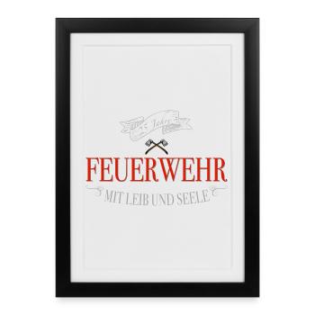 Feuerwehr Leib und Seele 25 Jahre - Gerahmtes Poster (27 × 37 cm) - Schwarz - Vorne