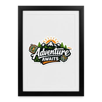L’aventure attend – Boussole de la forêt de montagne - Affiche encadrée (27 × 37 cm) - noir - Devant