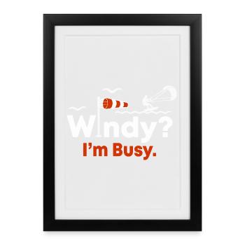 Kitesurfing Kiteboarding Wind Busy Humor - Framed poster (27 × 37 cm) - black - Front