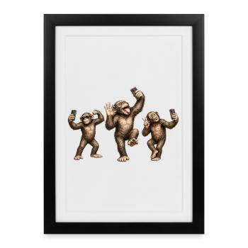 Monkeys take a selfie - Framed poster (27 × 37 cm) - black - Front
