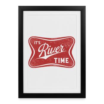 C’est l’heure de la rivière, navigation en bateau, vie aquatique d’été - Affiche encadrée (27 × 37 cm) - noir - Devant