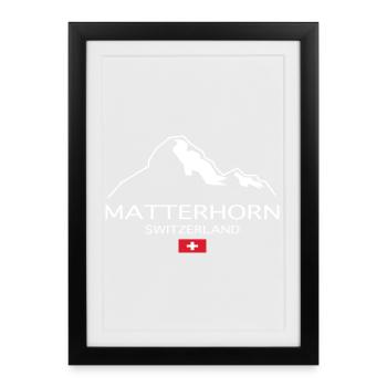 Suisse Monts du Cervin - Affiche encadrée (27 × 37 cm) - noir - Devant
