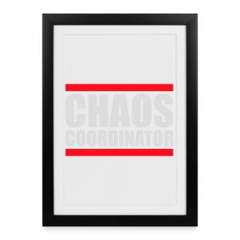 Coordinateur du Chaos Titre drôle Parents Teacher Logo - Affiche encadrée (27 × 37 cm) - noir - Devant