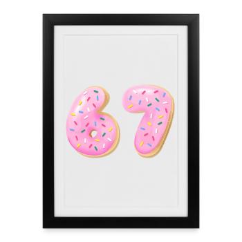 67 Six Seven Number 67 Donut à la crème meme - Affiche encadrée (27 × 37 cm) - noir - Devant