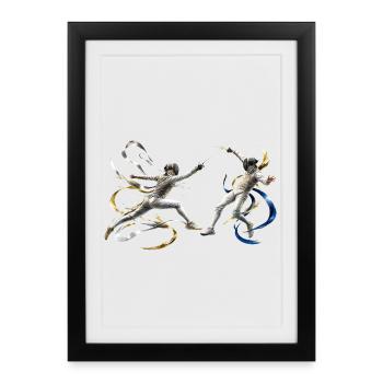 Duel Fencing Energy Ribbons - Framed poster (27 × 37 cm) - black - Front