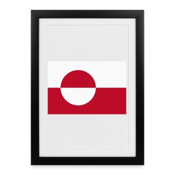 Drapeau du Groenland - Drapeau groenlandais - Affiche encadrée (27 × 37 cm) - noir - Devant