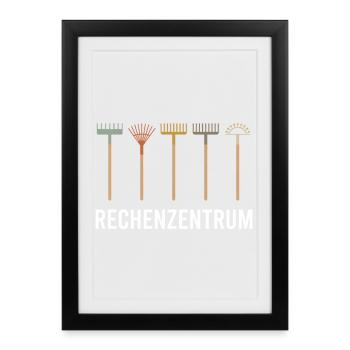 Rechenzentrum Garden Rake Gardener Gardening IT - Gerahmtes Poster (27 × 37 cm) - Schwarz - Vorne