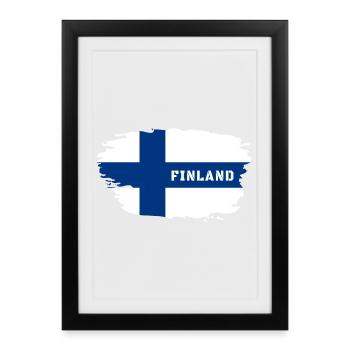 Finland Flag / Gift Helsinki Scandinavia - Framed poster (27 × 37 cm) - black - Front