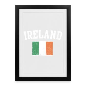 Emblème Varsity du drapeau irlandais - Affiche encadrée (27 × 37 cm) - noir - Devant