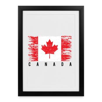 Drapeau Canadien en Grunge - Affiche encadrée (27 × 37 cm) - noir - Devant