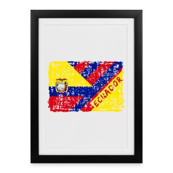 Equateur drapeau design / cadeau Amérique du Sud - Affiche encadrée (27 × 37 cm) - noir - Devant