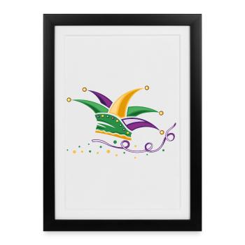 Fool cap Mardi Gras New Orleans Carnival - Framed poster (27 × 37 cm) - black - Front