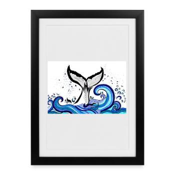 Whale fin sea poster - Framed poster (27 × 37 cm) - black - Front