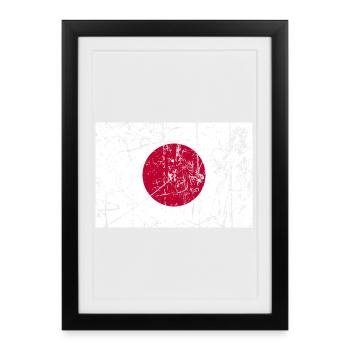 Drapeau du Japon Drapeau du Japon Fahne Flagge bandera - Affiche encadrée (27 × 37 cm) - noir - Devant