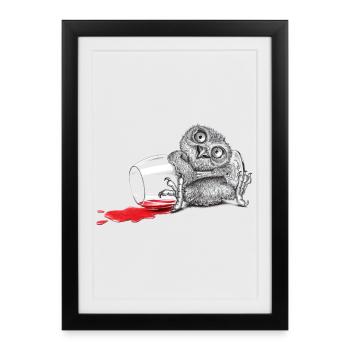 Tipsy owl - Framed poster (27 × 37 cm) - black - Front