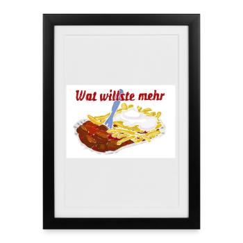Currywurst mit Pommes - Gerahmtes Poster (27 × 37 cm) - Schwarz - Vorne