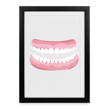 bright teeth with sparkling clean teeth - Framed poster (27 × 37 cm) - black - Front