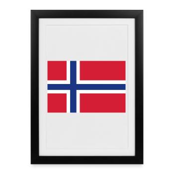 Drapeau de la Norvège - Affiche encadrée (27 × 37 cm) - noir - Devant