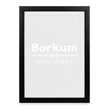 Coordonnées Borkum - Affiche encadrée (27 × 37 cm) - noir - Devant