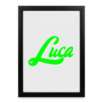 Luca Bright Neon Lettering Lettering - Affiche encadrée (27 × 37 cm) - noir - Devant