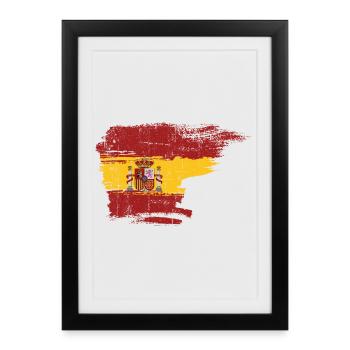 Emblème du drapeau espagnol au pinceau - Affiche encadrée (27 × 37 cm) - noir - Devant