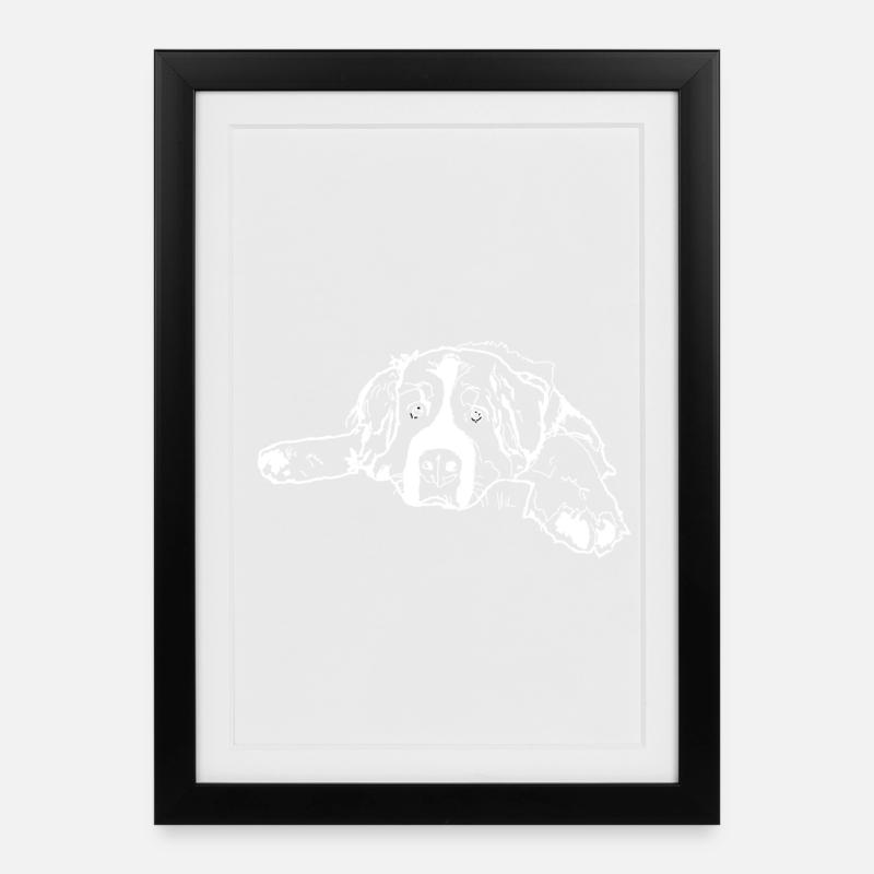 Berner Sennenhund - Gerahmtes Poster (27 × 37 cm) - Schwarz