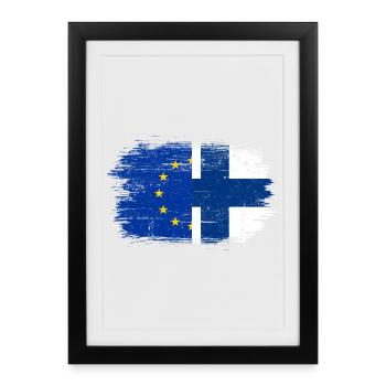 Étoiles de l’UE Fusion croisée finlandaise - Affiche encadrée (27 × 37 cm) - noir - Devant